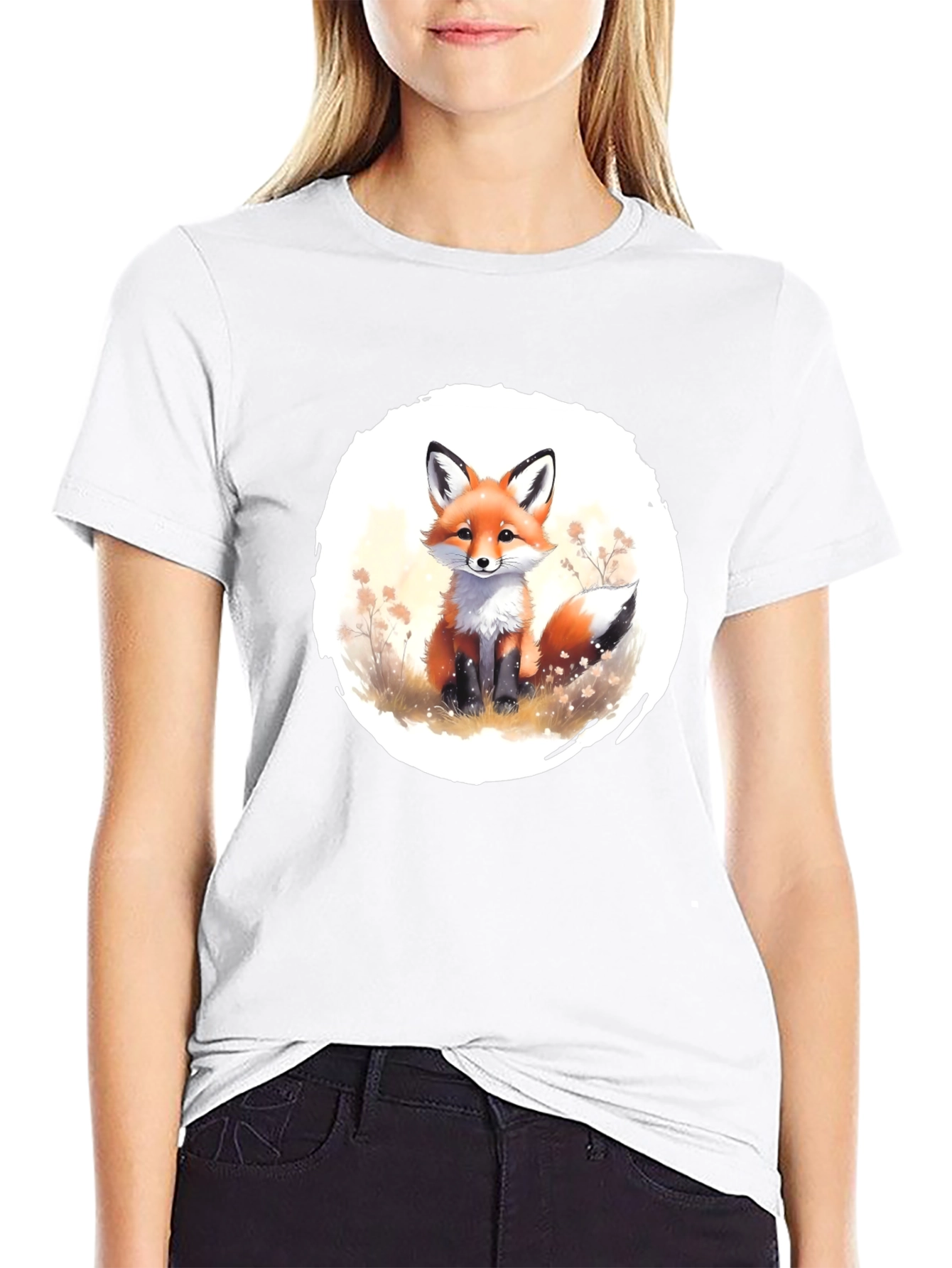 Fox Graphic Tee - Soft Black Cotton Blend