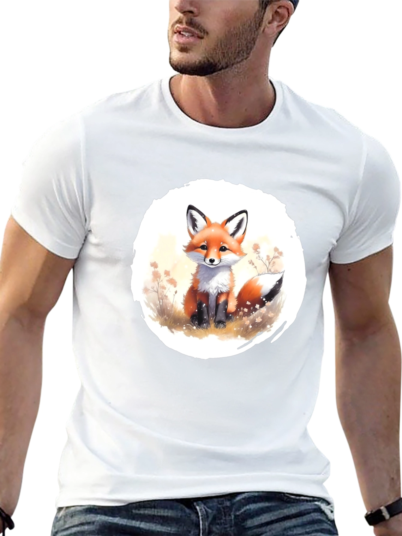 Fox Graphic Tee - Soft Black Cotton Blend