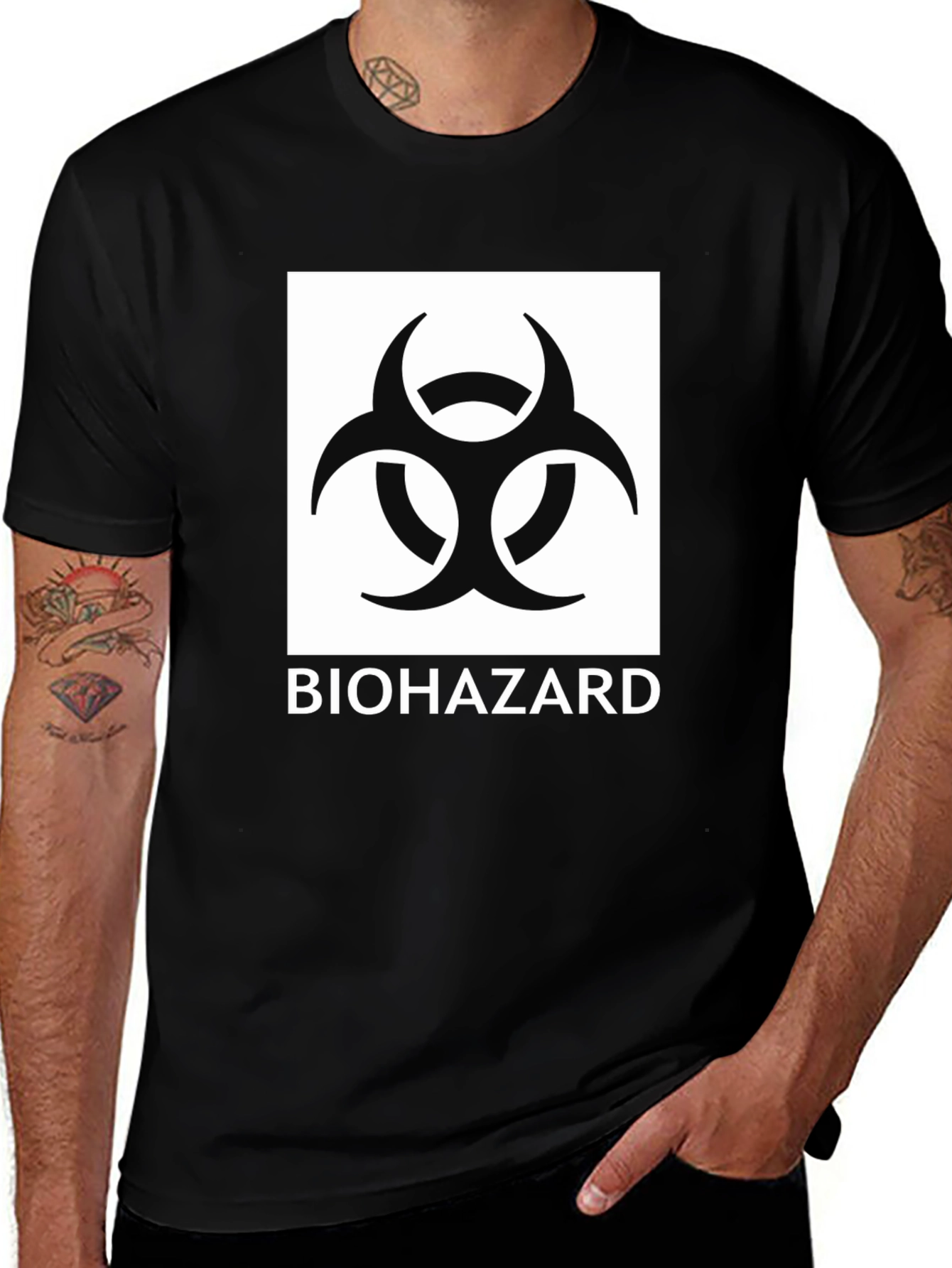 Biohazard Symbol Graphic Black T-Shirt
