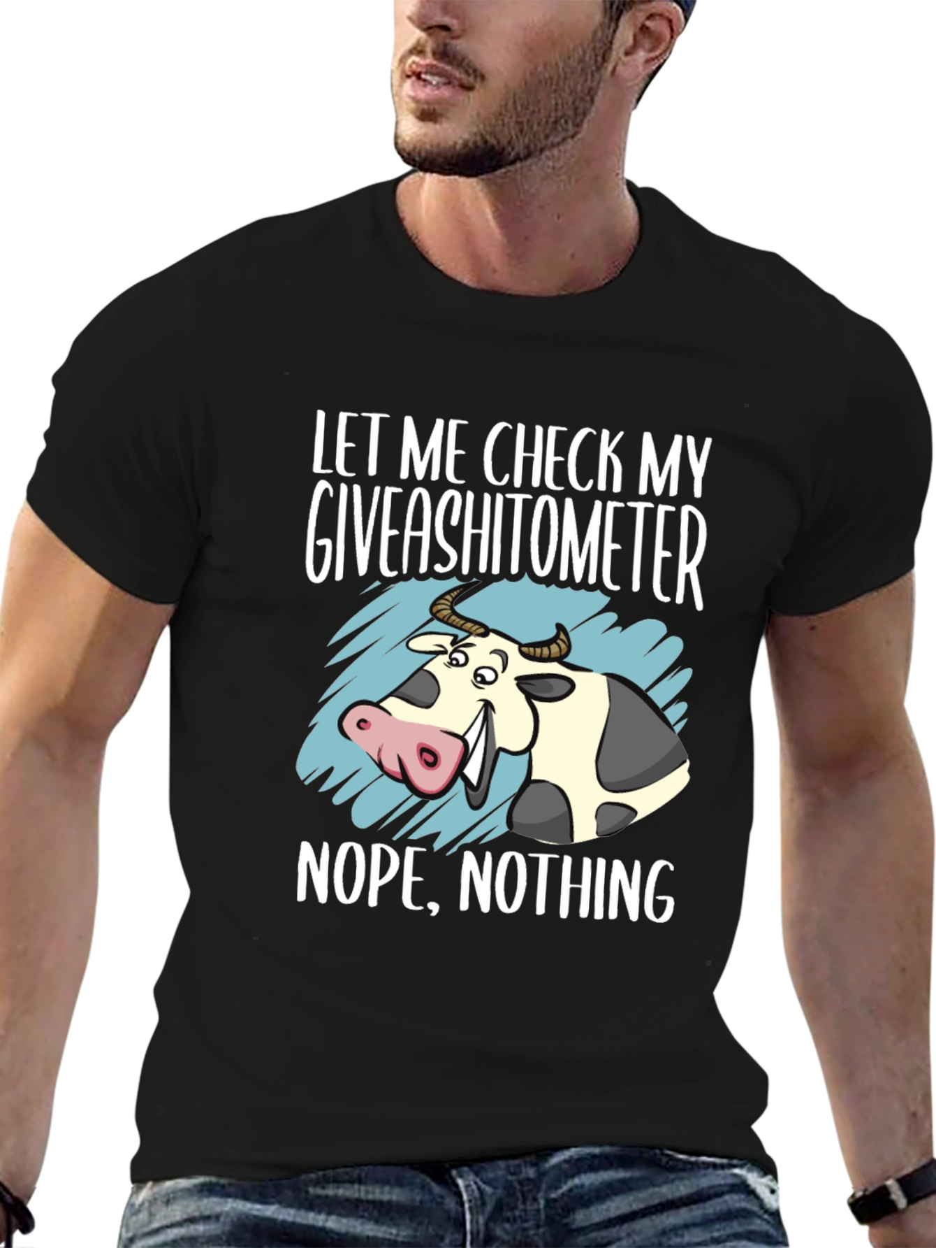 Funny Cow Giveashitometer Graphic T-Shirt