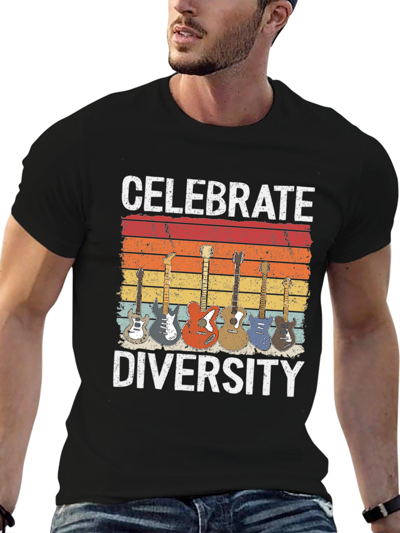 Celebrate Diversity Guitar Graphic T-Shirt