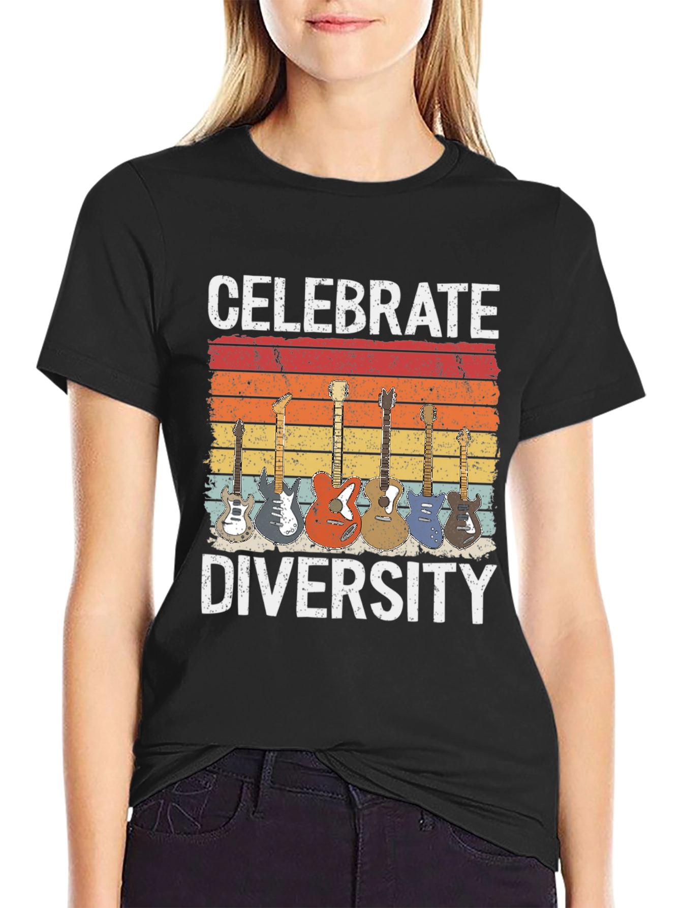 Celebrate Diversity Guitar Graphic T-Shirt