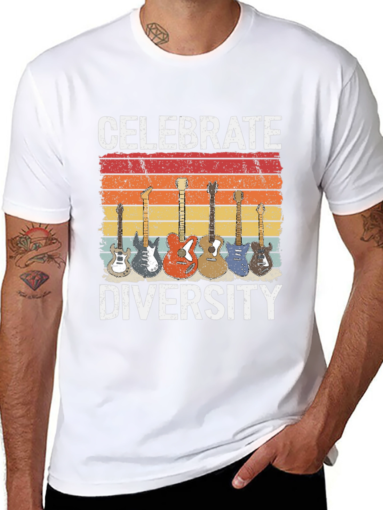 Celebrate Diversity Guitar Graphic T-Shirt