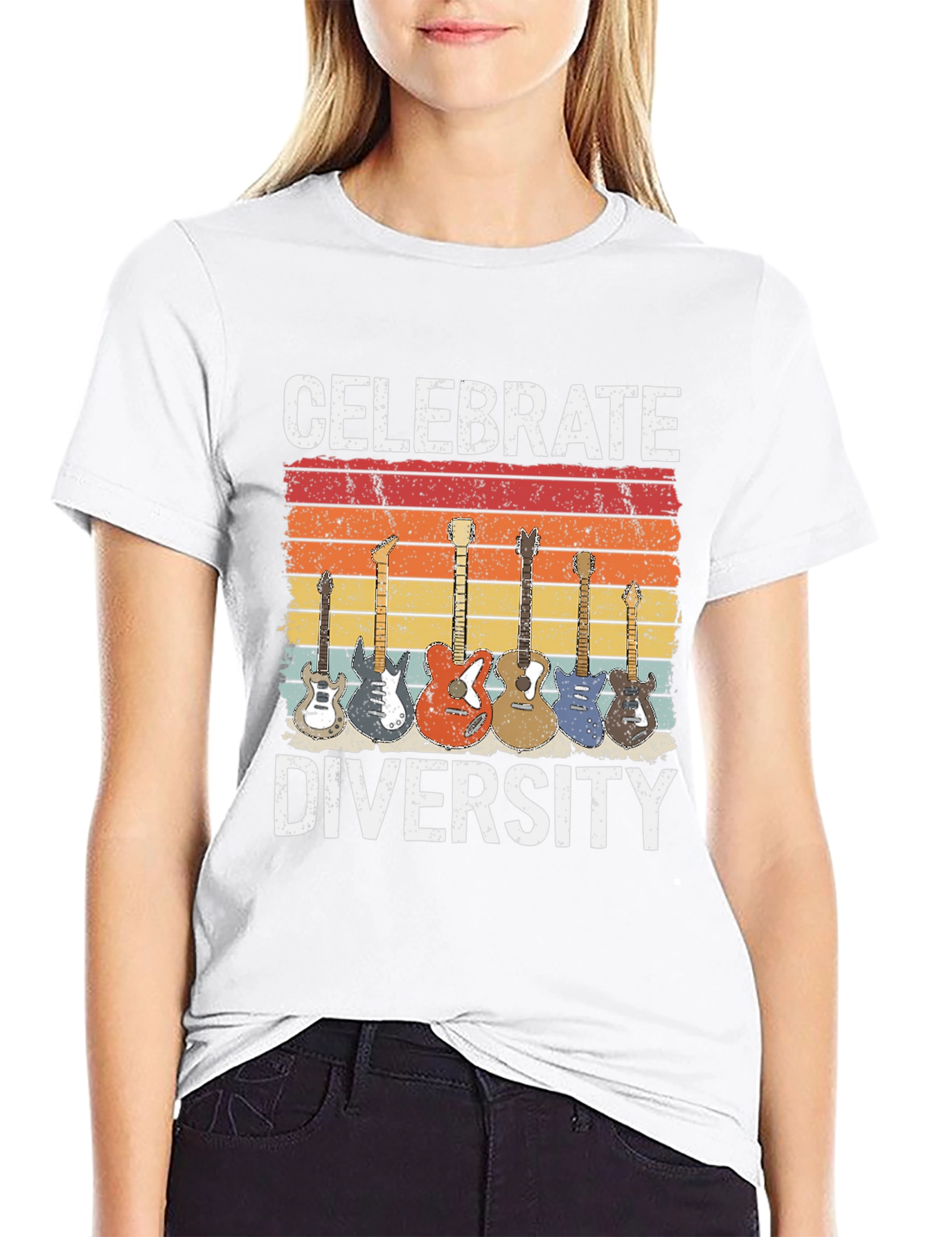 Celebrate Diversity Guitar Graphic T-Shirt