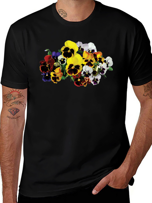Floral Pansies Graphic Tee - Stylish Unisex T-Shirt