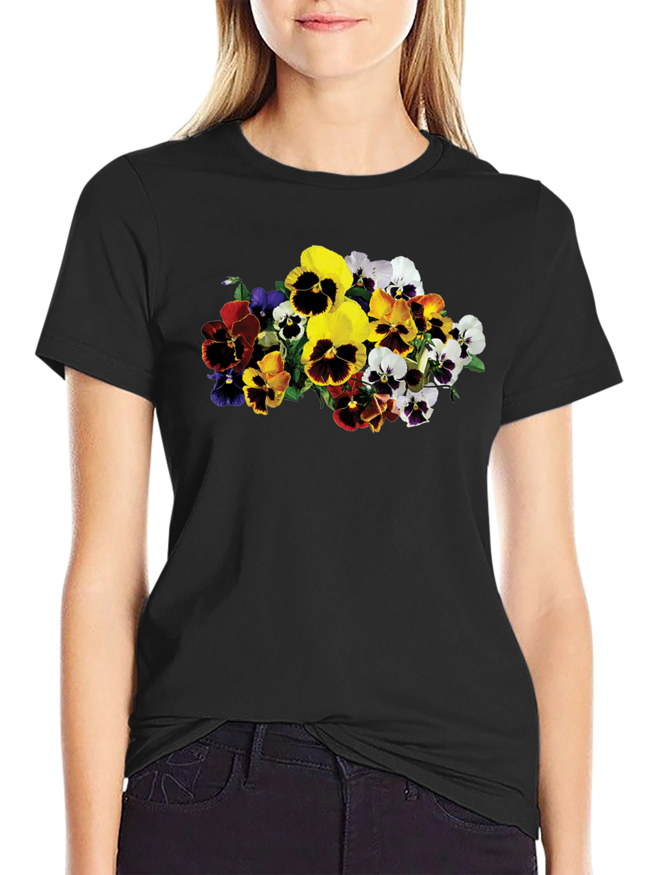 Floral Pansies Graphic Tee - Stylish Unisex T-Shirt