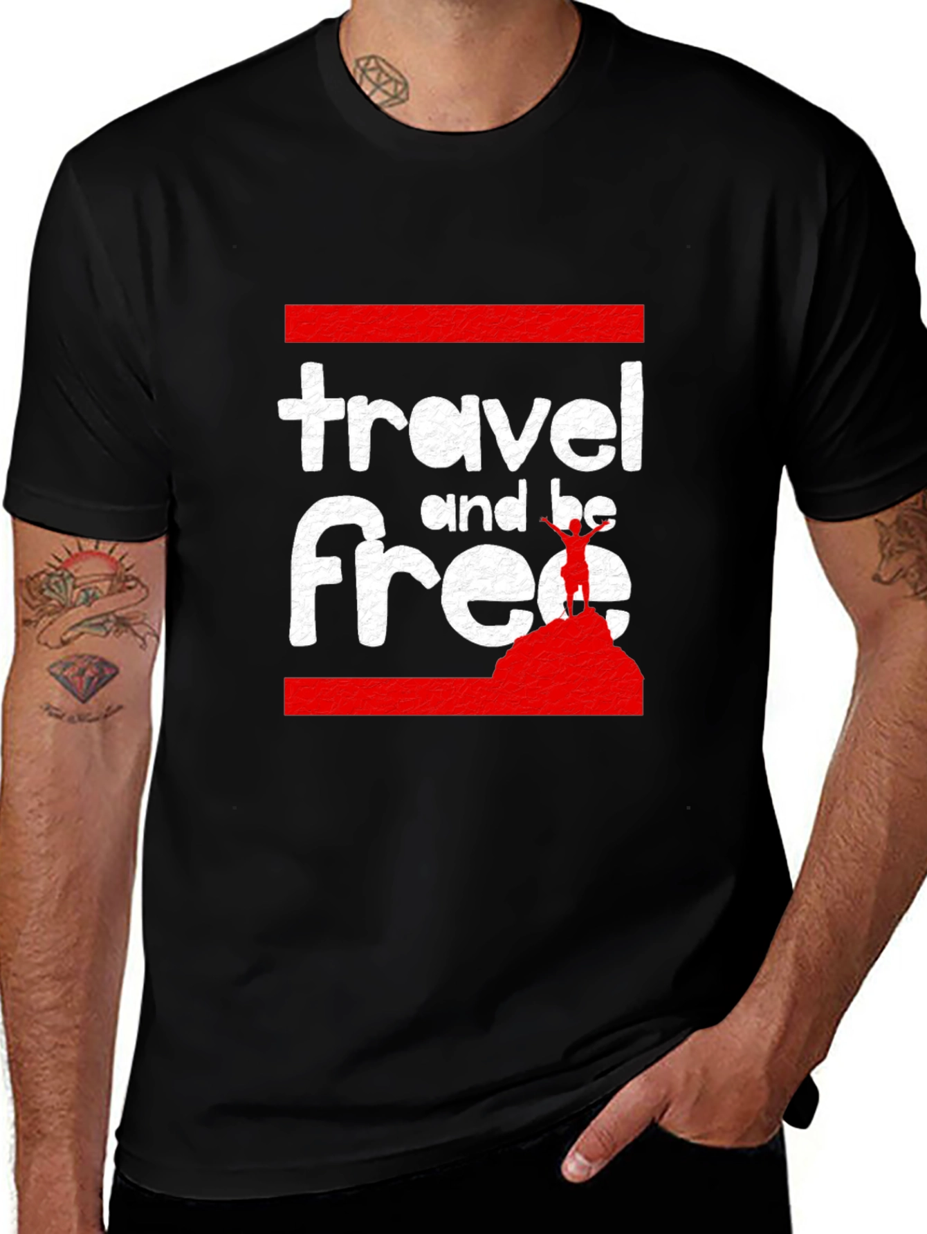 Travel and Be Free Black Graphic Tee