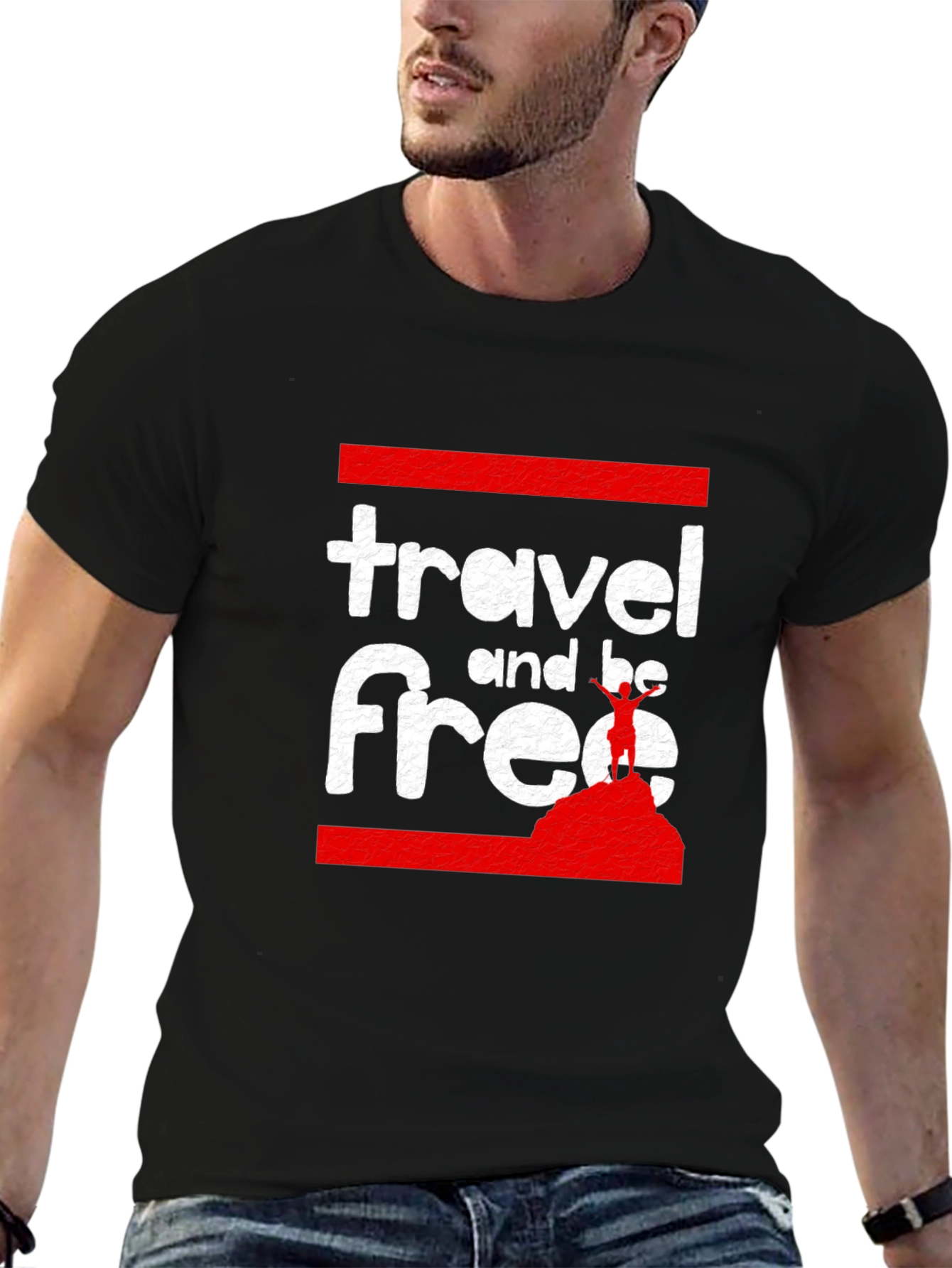 Travel and Be Free Black Graphic Tee
