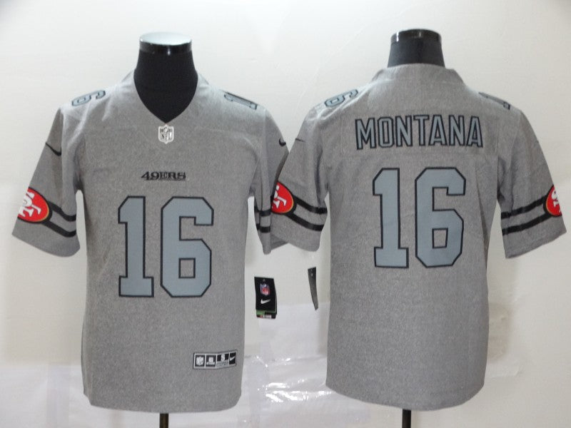 Men's San Francisco 49ers Joe Montana #16 Gray Game Jerseys