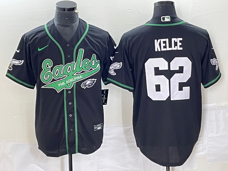 Men's Philadelphia Eagles Jason Kelce #62 Black Game Jerseys Joint Edition