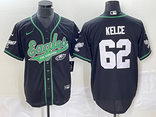 Men's Philadelphia Eagles Jason Kelce #62 Black Game Jerseys Joint Edition
