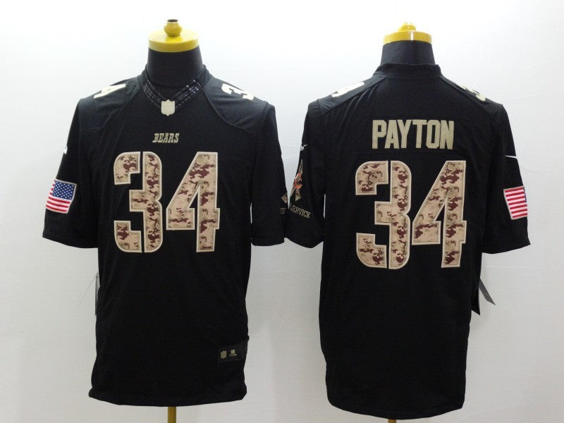 Men's Chicago Bears #34 Walter Payton Black Team Game Jerseys