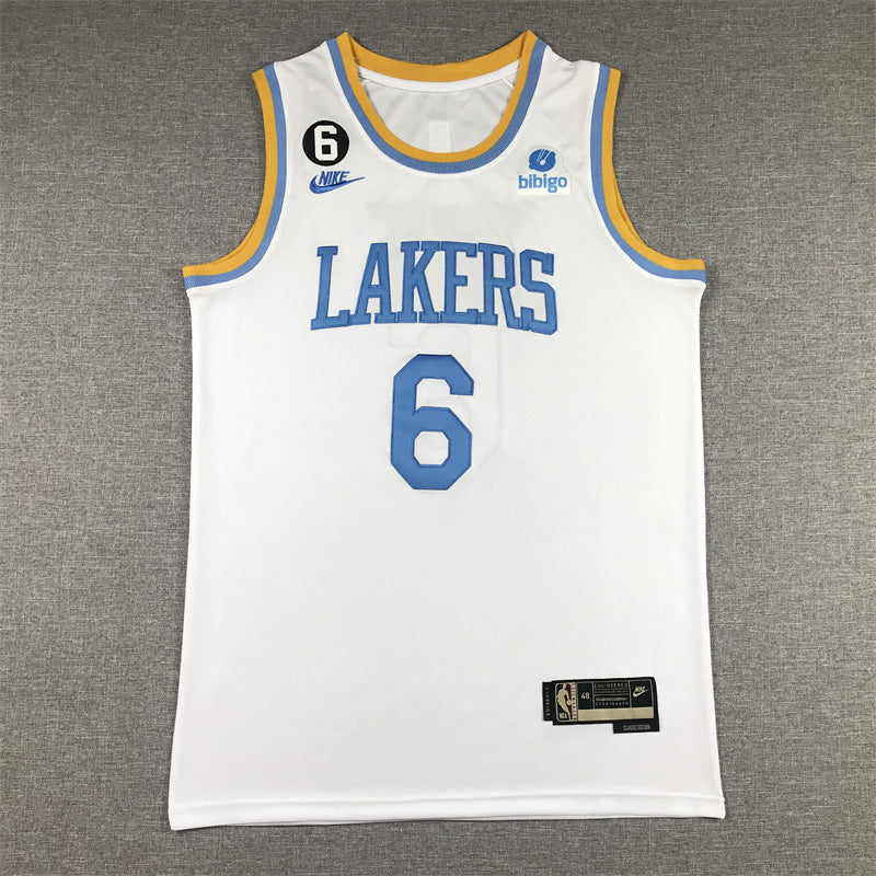 Men's Los Angeles Lakers LeBron James #6 White 2022/23 Swingman Jerseys - Classic Edition