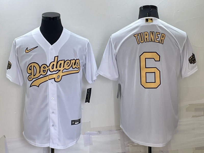 Men's Los Angeles Dodgers Trea Turner #6 White Stitched Jerseys
