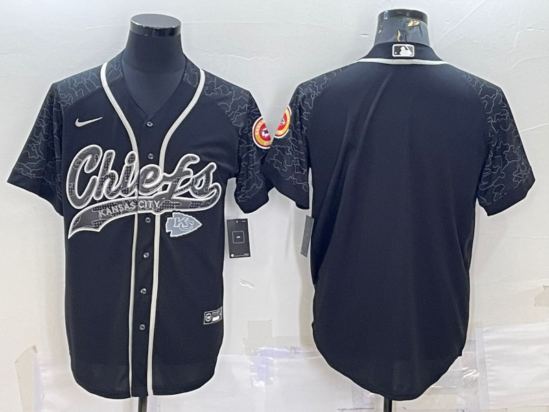 Men's Kansas City Chiefs Black RFLCTV Limited Blank Jerseys