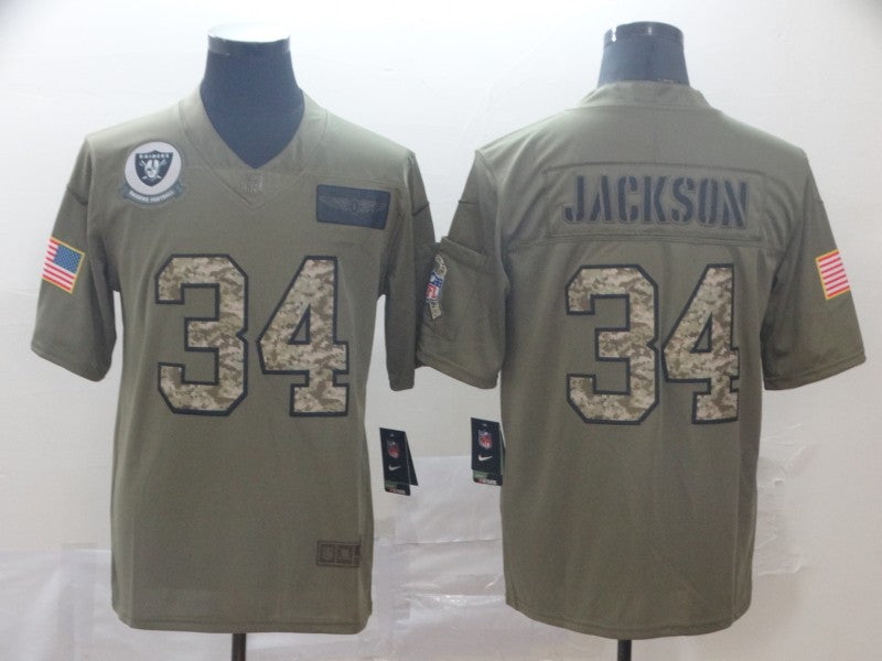 Men's Las Vegas Raiders Bo Jackson #34 Brown Player Game Jerseys