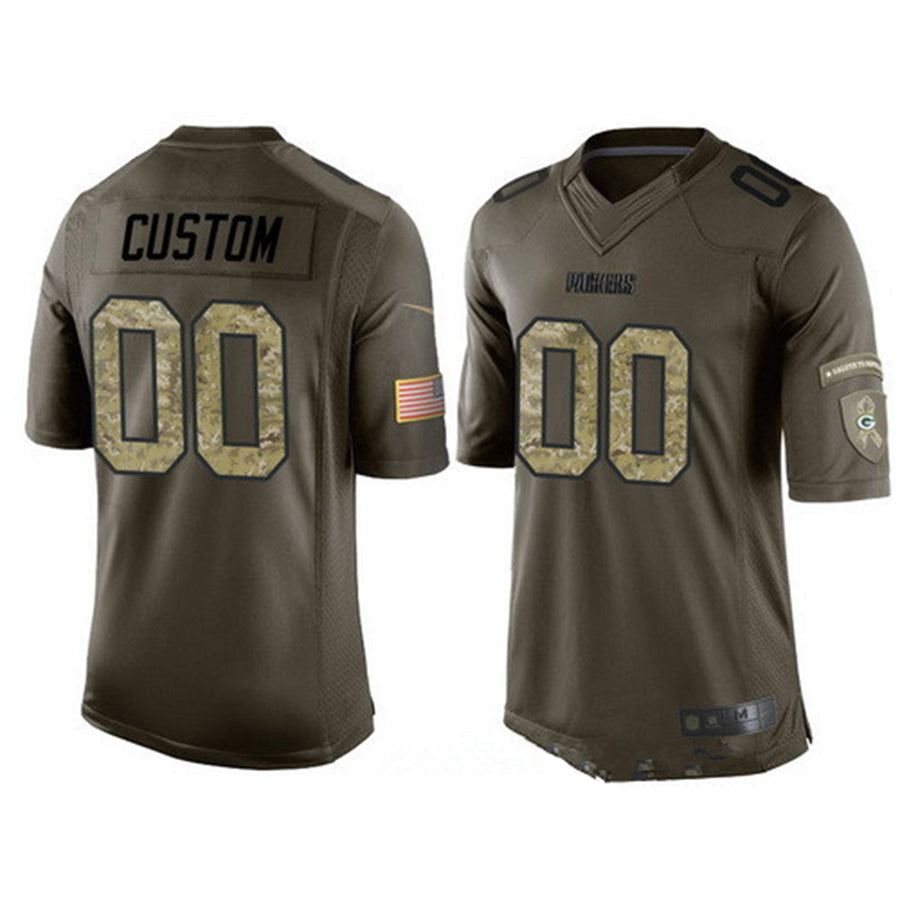Custom1 Green Bay Packers Olive Camo Salute To Service Veterans Day Limited Jerseys Stitched American Football Jerseys
