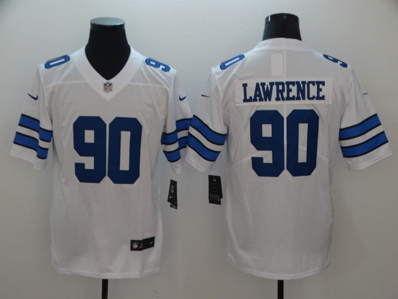 Men's Dallas Cowboys DeMarcus Lawrence #90 White Custom1 Game Jerseys