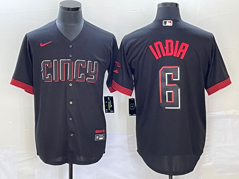 Men's Cincinnati Reds Jonathan India #6 Black 2023 City Connect Replica Player Jerseys