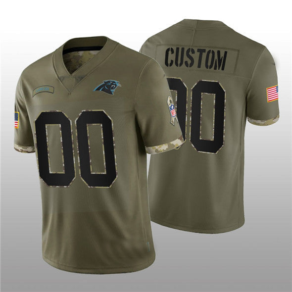 Custom1 Carolina Panthers ACTIVE PLAYER 2022 Olive Salute To Service Limited Stitched Jerseys Football Jerseys