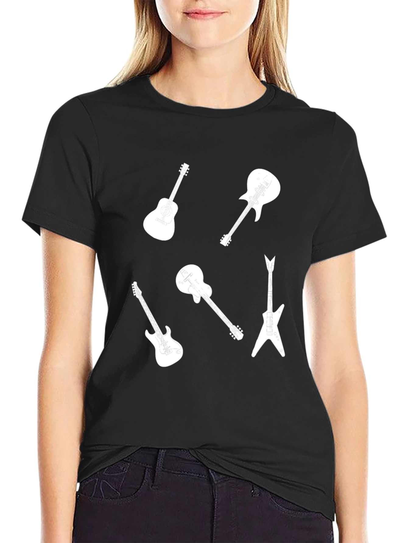 Guitar Graphic Black T-Shirt - Musician Style Tee