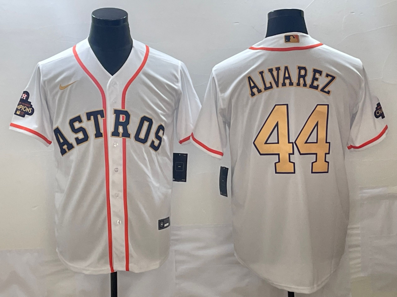 Men's Houston Astros Yordan Alvarez Nike White/Gold 2023 Gold Collection Replica Player Jerseys