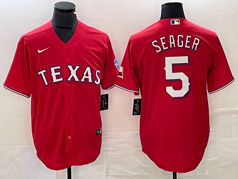 Men's Texas Rangers Corey Seager #5 Red Replica Player Jerseys