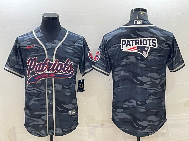 Men's New England Patriots Grey Camouflage Game Jerseys