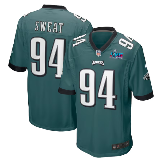 Men's Philadelphia Eagles Josh Sweat #94 Midnight Green Super Bowl LVII Patch Game Jerseys