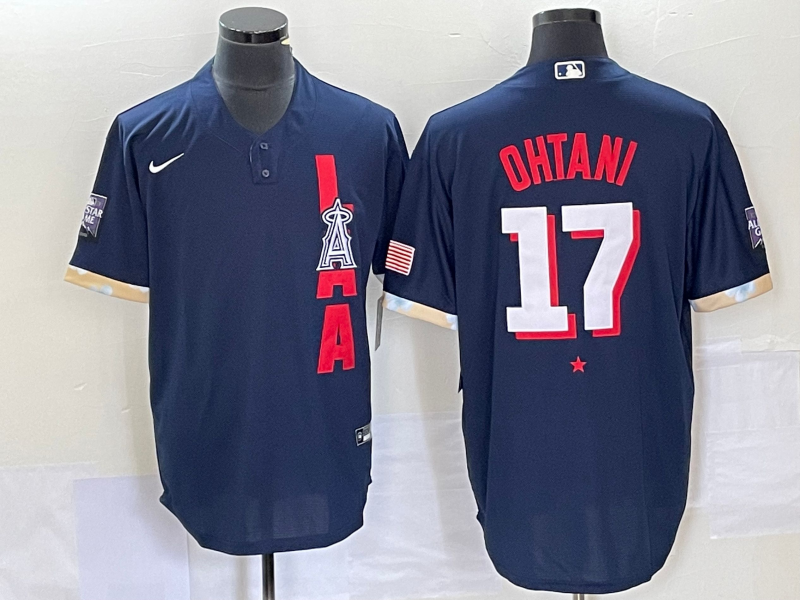 Men's Los Angeles Angels Shohei Ohtani #17 ALL STAR Navy Baseball Jerseys
