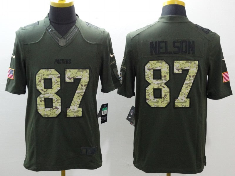 Men's Green Bay Packers Jordy Nelson #87 Army Green Game Jerseys