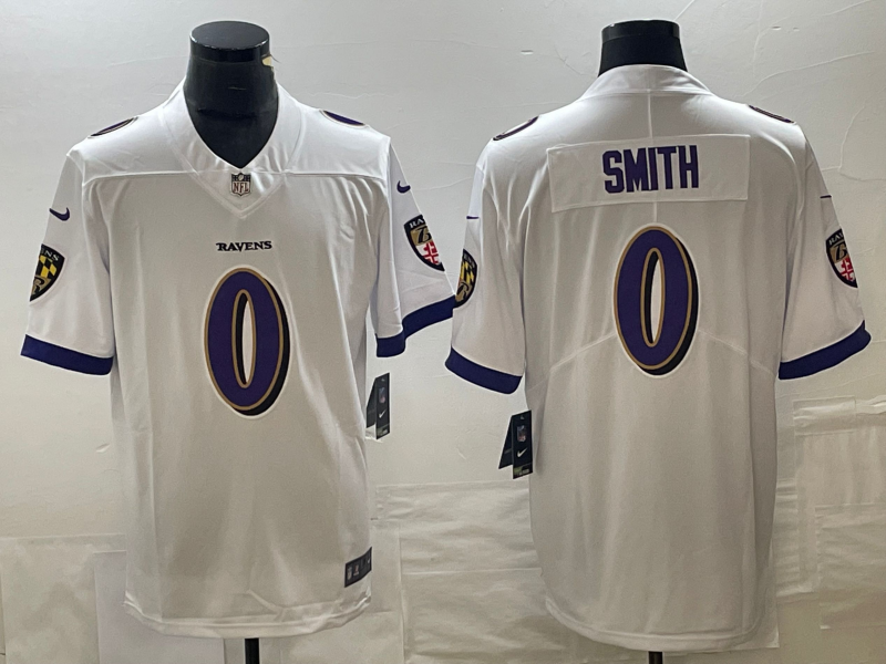 Men's Baltimore Ravens Roquan Smith #0 White Team Game Jerseys