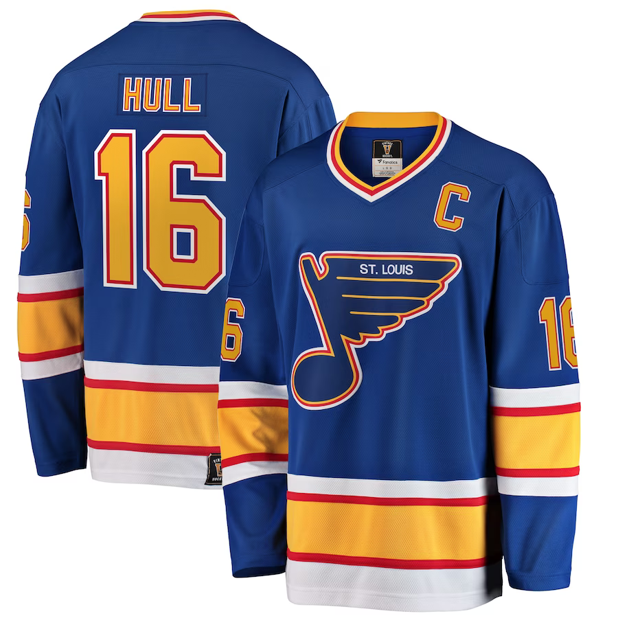 Men's St. Louis Blues Brett Hull #16 Blue Premier Breakaway Retired Player Jerseys
