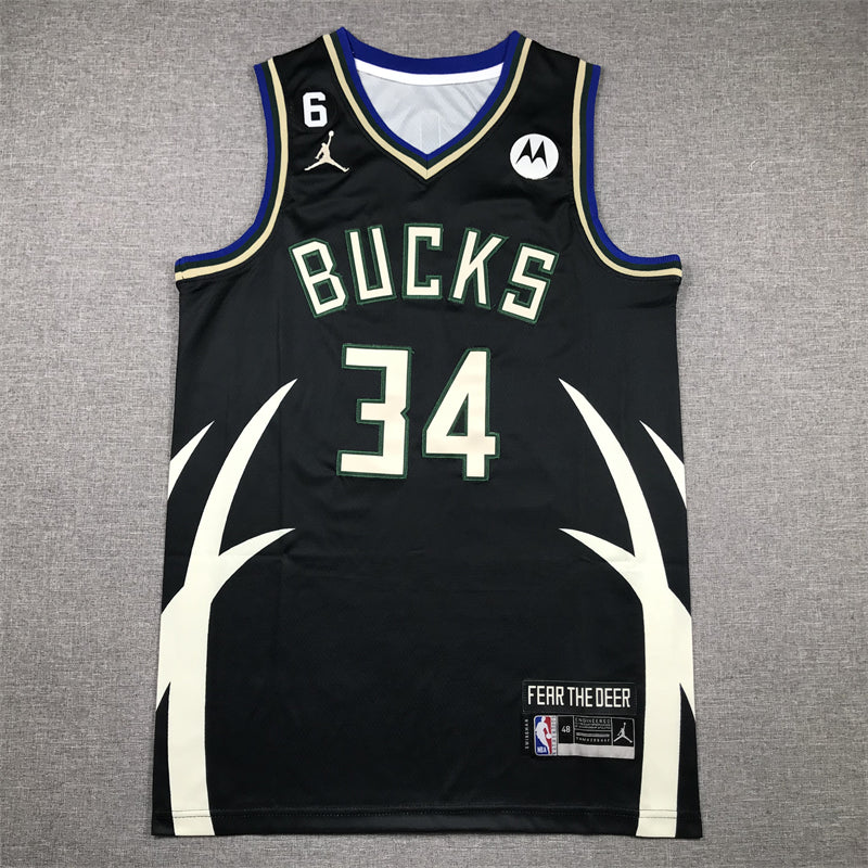 Men's Milwaukee Bucks Giannis Antetokounmpo #34 Black Swingman Jerseys - Statement Edition