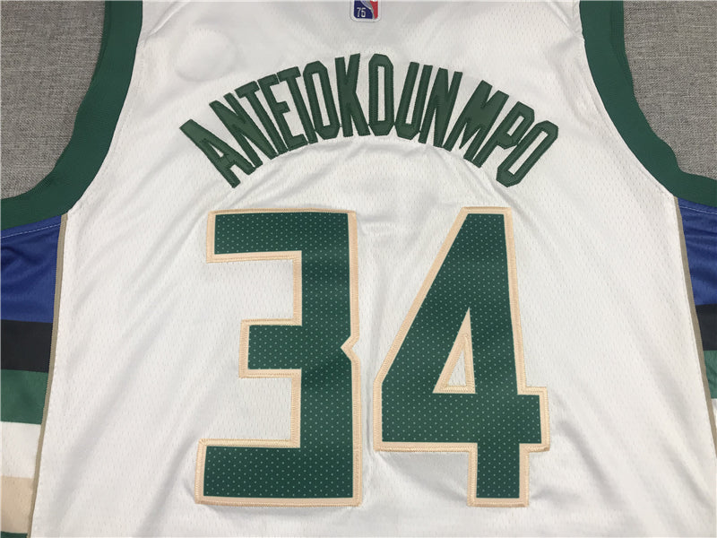 Men's Milwaukee Bucks Giannis Antetokounmpo #34 NBA White Player Jerseys