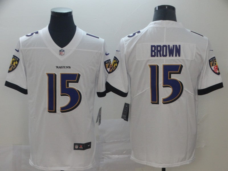 Men's Baltimore Ravens Marquise Brown #15 White Game Jerseys