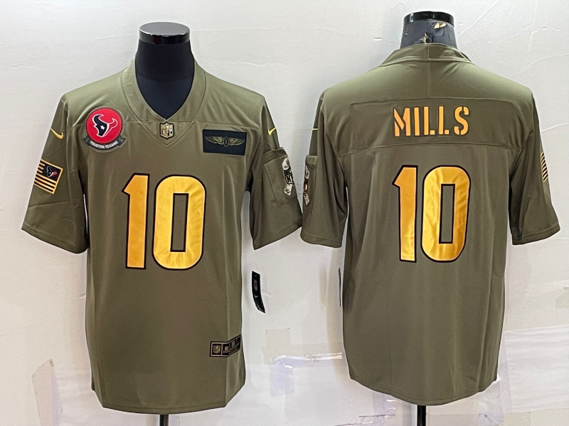 Men's Houston Texans Davis Mills #10 Brown Game Jerseys