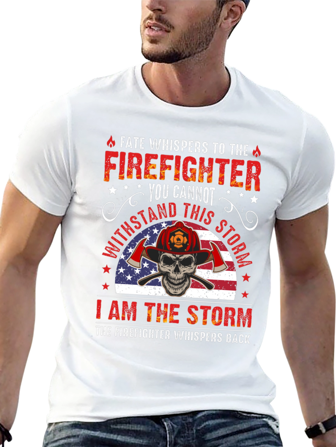 Firefighter Skull Graphic Tee - Fate Whispers T-Shirt