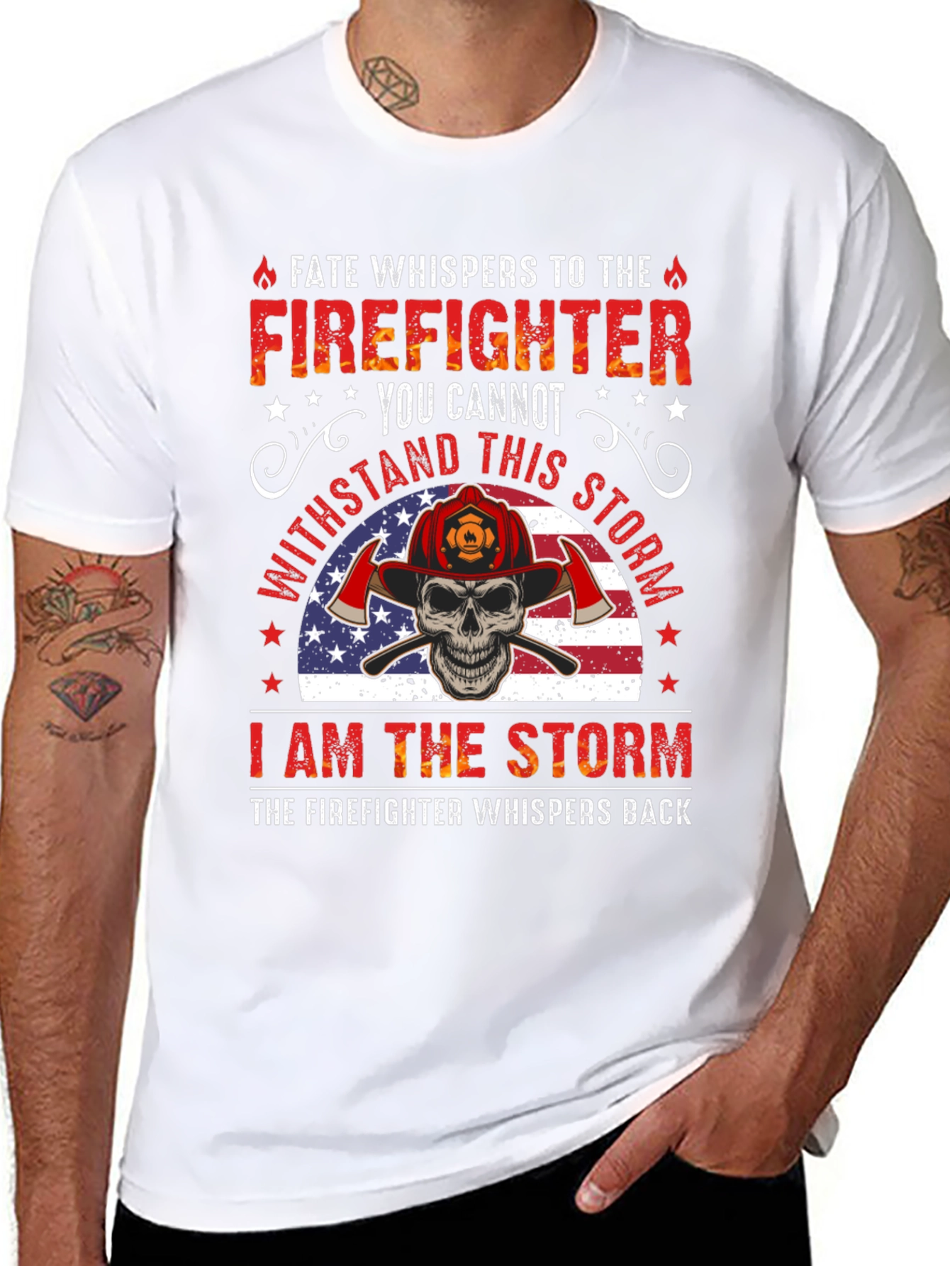 Firefighter Skull Graphic Tee - Fate Whispers T-Shirt