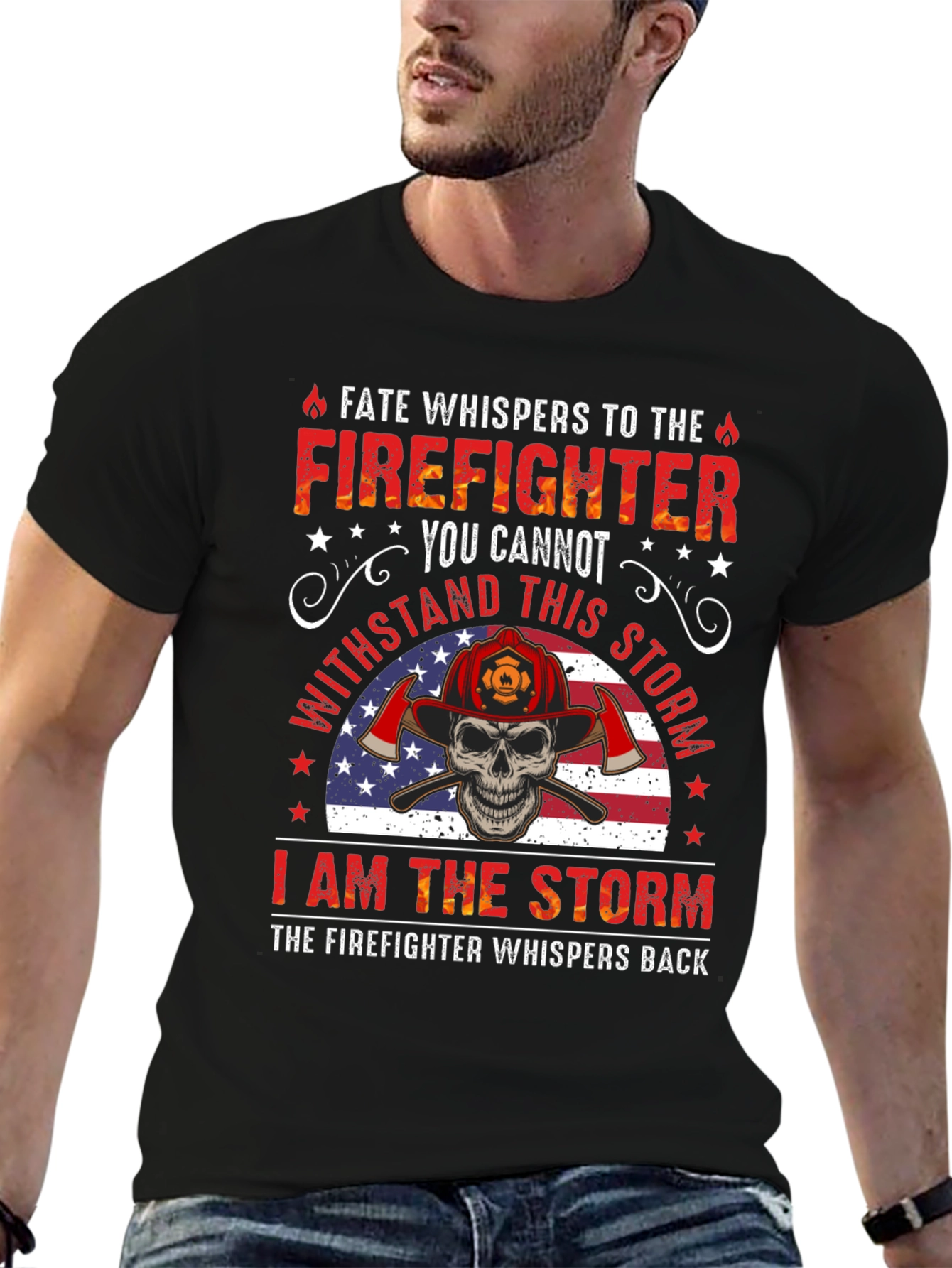 Firefighter Skull Graphic Tee - Fate Whispers T-Shirt