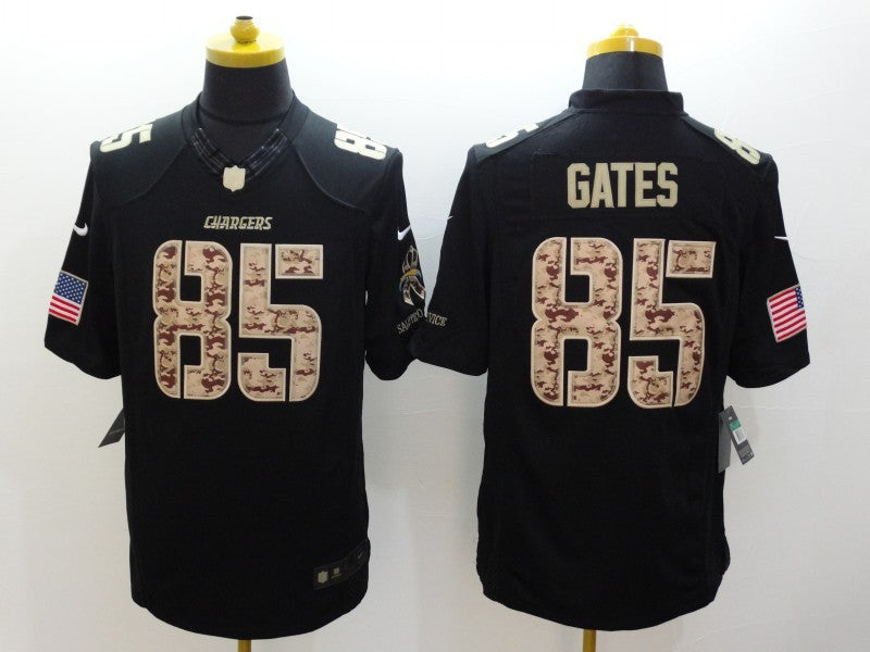 Men's Los Angeles Chargers Antonio Gates #85 Black Game Player Jerseys