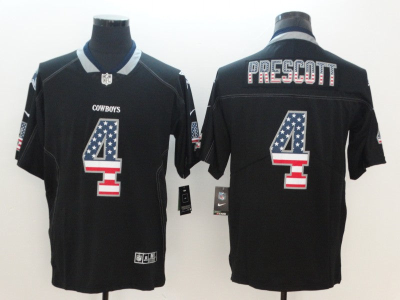 Men's Dallas Cowboys Dak Prescott #4 Black Game Team Jerseys