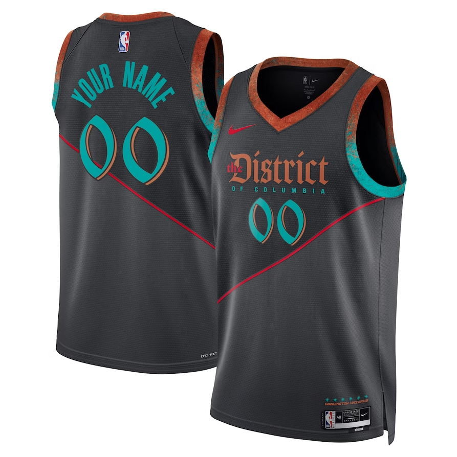Men's Washington Wizards Black 2023/24 Custom Swingman Jerseys - City Edition