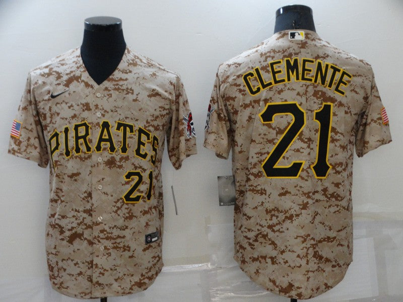 Men's Pittsburgh Pirates Roberto Clemente #21 Camouflage Game Jerseys