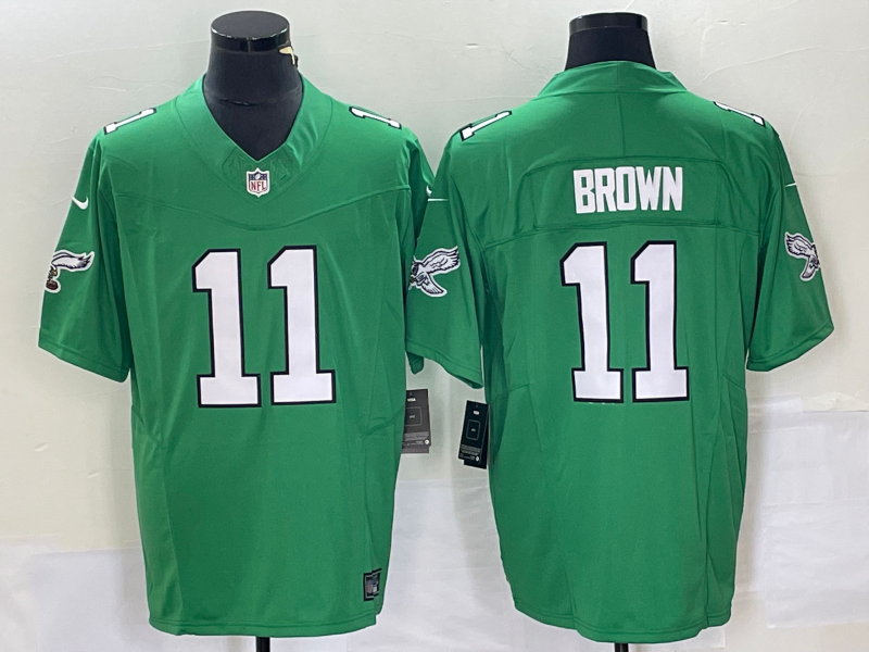 Men's Philadelphia Eagles A.J. Brown #11 Kelly Green Game Jerseys