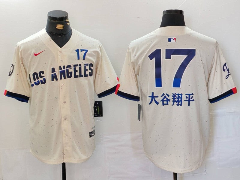 Men's Los Angeles Dodgers Shohei Ohtani #17 Cream 2024 City Connect Game Jerseys