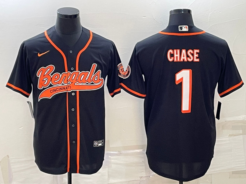 Men's Cincinnati Bengals Ja'Marr Chase #1 Black Fashion Game Jerseys