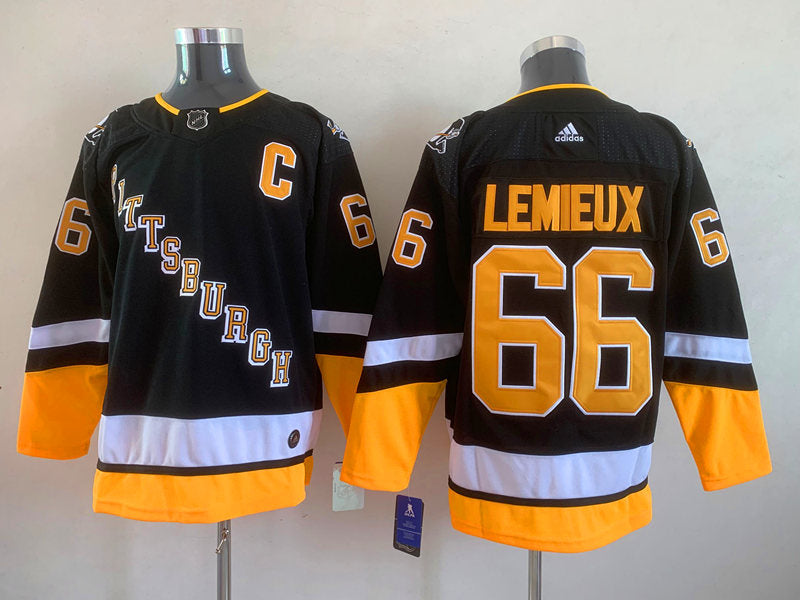 Men's Pittsburgh Penguins Mario Lemieux #66 Black Player Jerseys