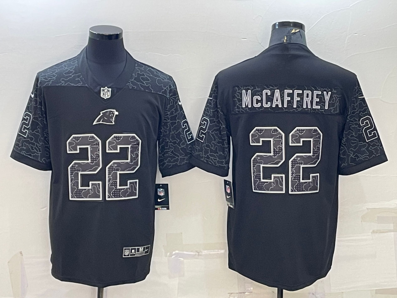 Men's Carolina Panthers Christian McCaffrey #22 Black RFLCTV Limited Jerseys