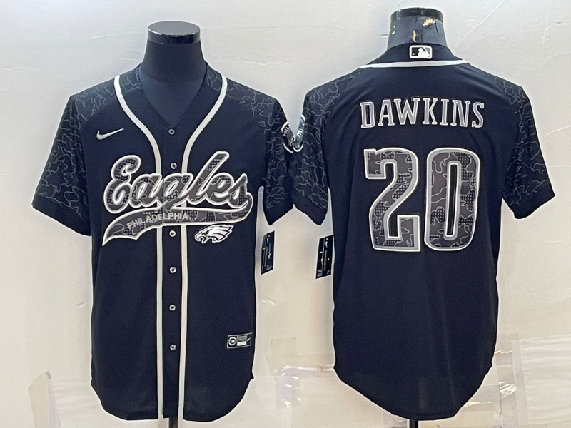 Men's Philadelphia Eagles Brian Dawkins #20 Black RFLCTV Limited Jerseys Joint Edition